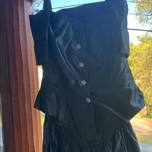 Dark gray ladies 2 piece strapless dress with short sleeve jacket